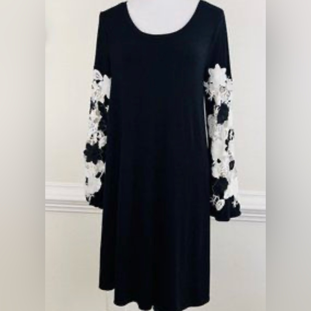 Design History White Lace Black Dress